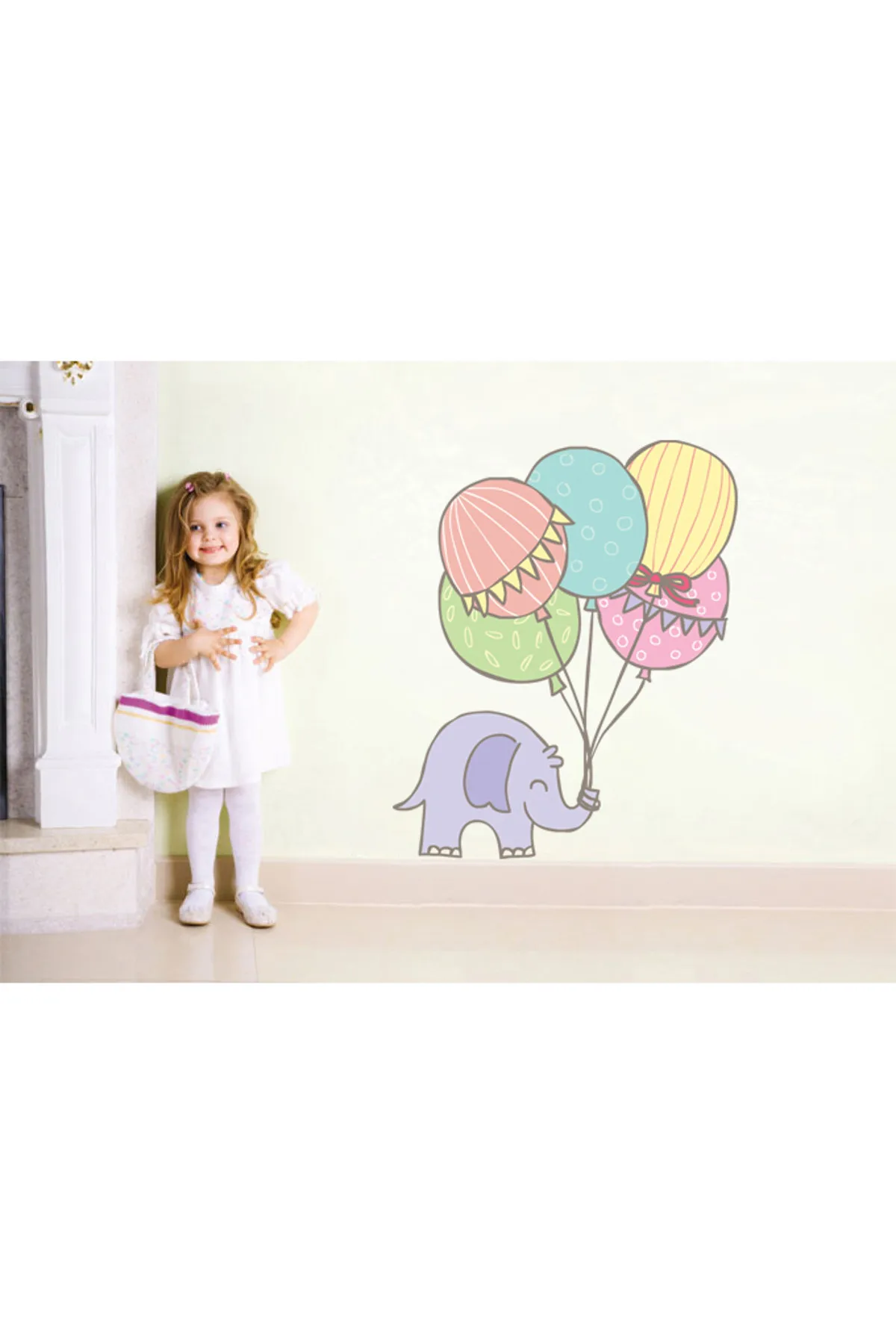 66x80 Cm Children Room Cute Elephant And Balloons Wall Adhesive Home Decor Accessory Pvc Self-Adhesive Nursery Baby wall Paper