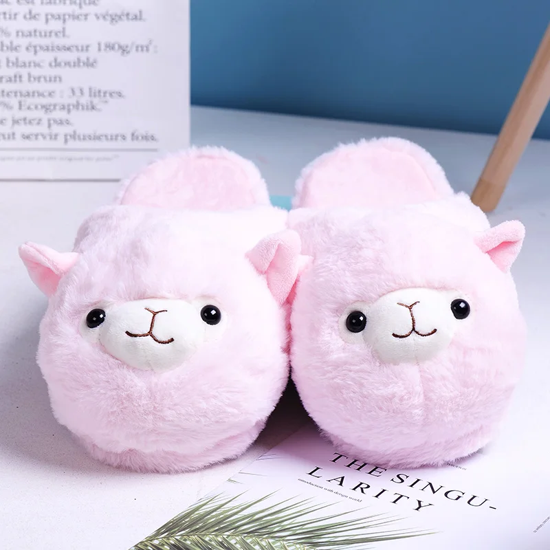 Cute Rainbow Alpaca Llama Plush Toys Indoor Warm Winter Adult Shoes Cartoon Kawaii Anime for Kids Girls Lovers Christmas Gifts