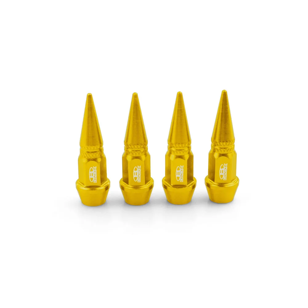 4Pcs Universal Car Spike Tire Valves Motorcycle Auto Bike Spike Shape Dustproof Tire Wheel Stem Valve Caps with Logo RS-QRF017