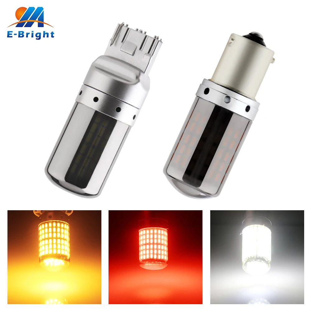 

1PCS 1156 BA15S P21W BAU15S PY21W T20 7440 W21W 3156 LED Bulb 144SMD Error Free Car Turn Light White Red Amber NO Hyper Flash