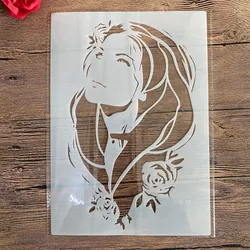 A4 size Design Stencil for Wall Painting Scrapbooking Stamp Album Decorative Embossing Craft Paper DIY Beauty girl Stencils