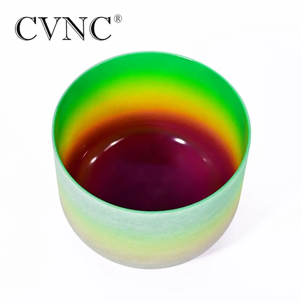 CVNC 8 Inch F Note Green Rainbow Chakra Quartz Crystal Singing Bowl Heart Chakra 440/432Hz for sound healing with Free Mallet