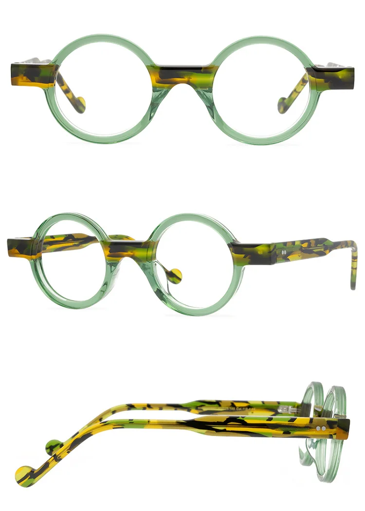 Belight Optical New Arrvial Fancy Round Vintage Retro Acetate Unique Colorful Design Spectacle Frame Precription Lens 9560