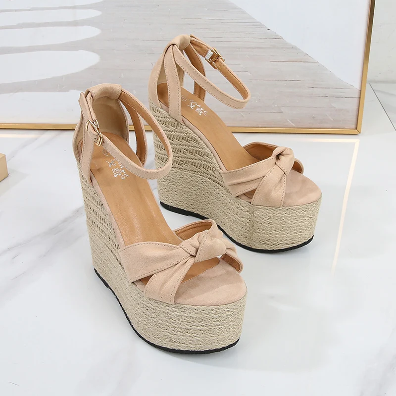 Sandals women summer new 2021 wedge heel Sandals Elegant Wedding Party shoes  High Heel  bowknot platform shoes