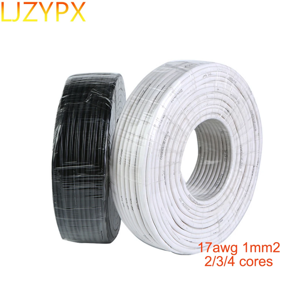 17Awg 1 Square Control Cable Wire Flexible Sheath Line Electrical 1mm2 RVV Power Line Signal Wire 2/3/4Cores 5 Meters Promotion