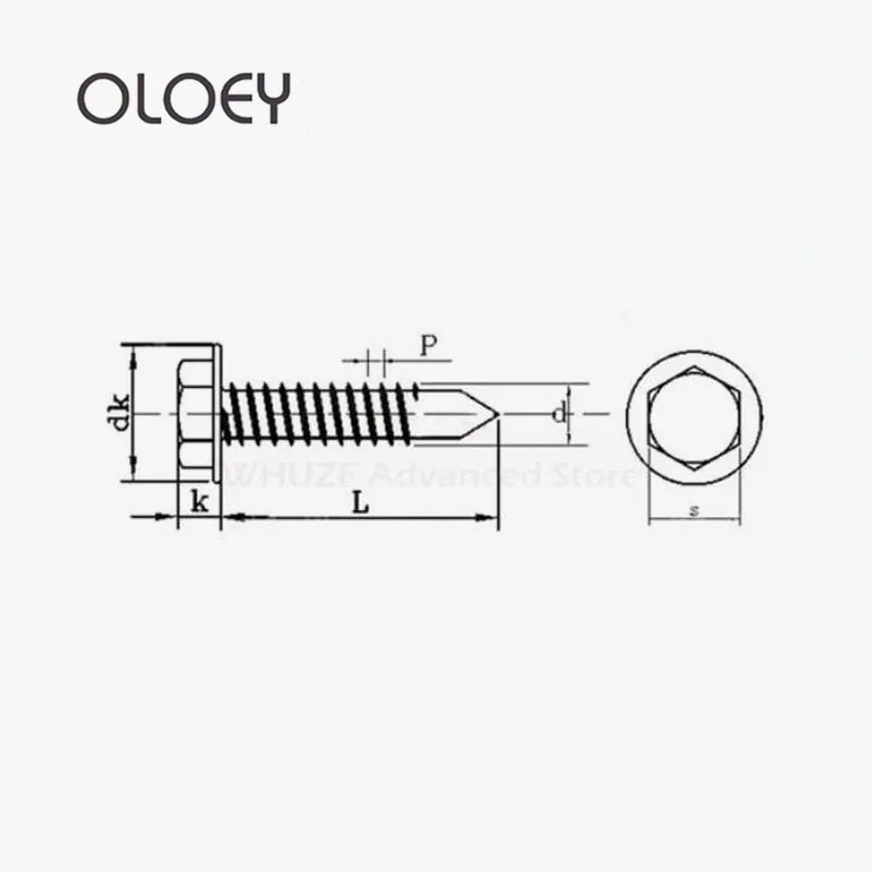 50/100PCS M5.2*19/25/32-100mm Drilling Hexagonal Self Drilling Screws, Dovetail Screws Padded Blacksmith Screw