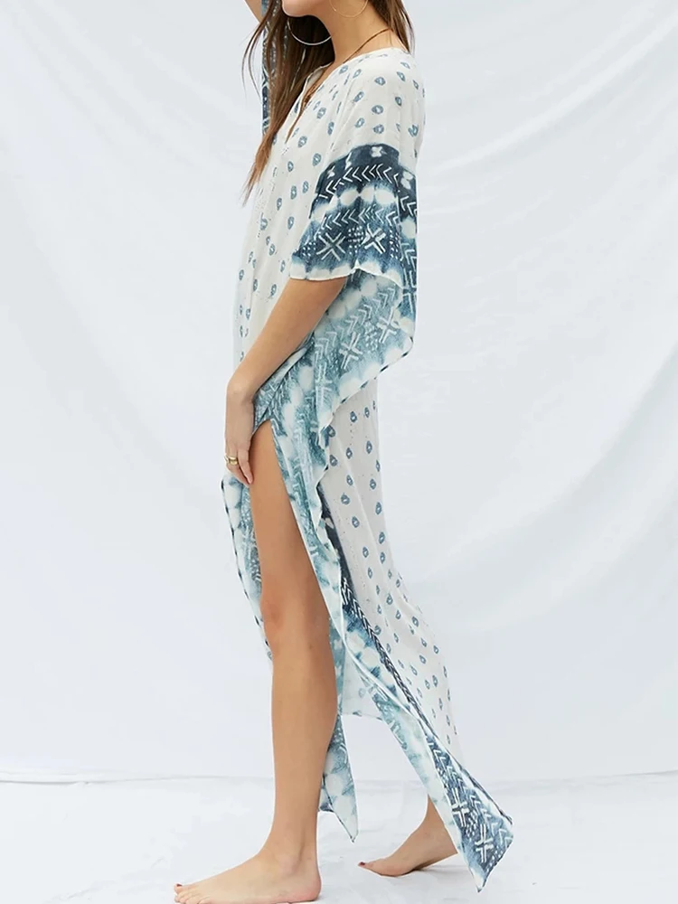 Zafille 2021 Nieuwe Print Bikini Cover Up Pareo Beach Cover Ups Strand Jurken En Tunic Robe Zomer Pareo Vrouwen strand Jurk