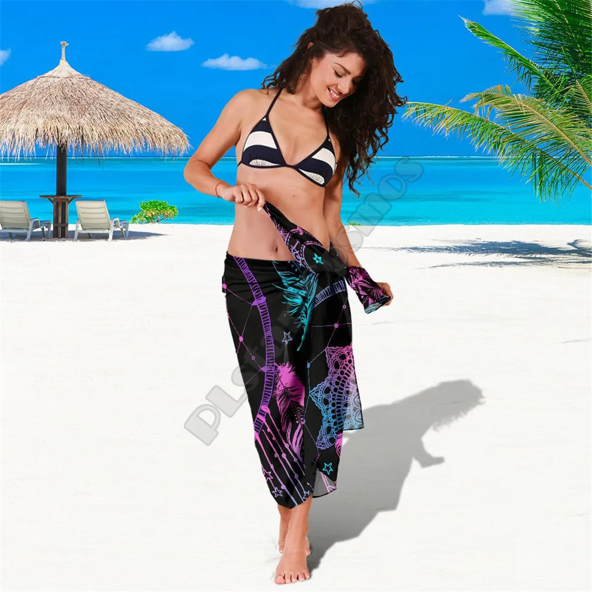 Pink and purple dreams Sarong 3D printed Towel Summer Seaside resort Casual Bohemian style Beach Towel