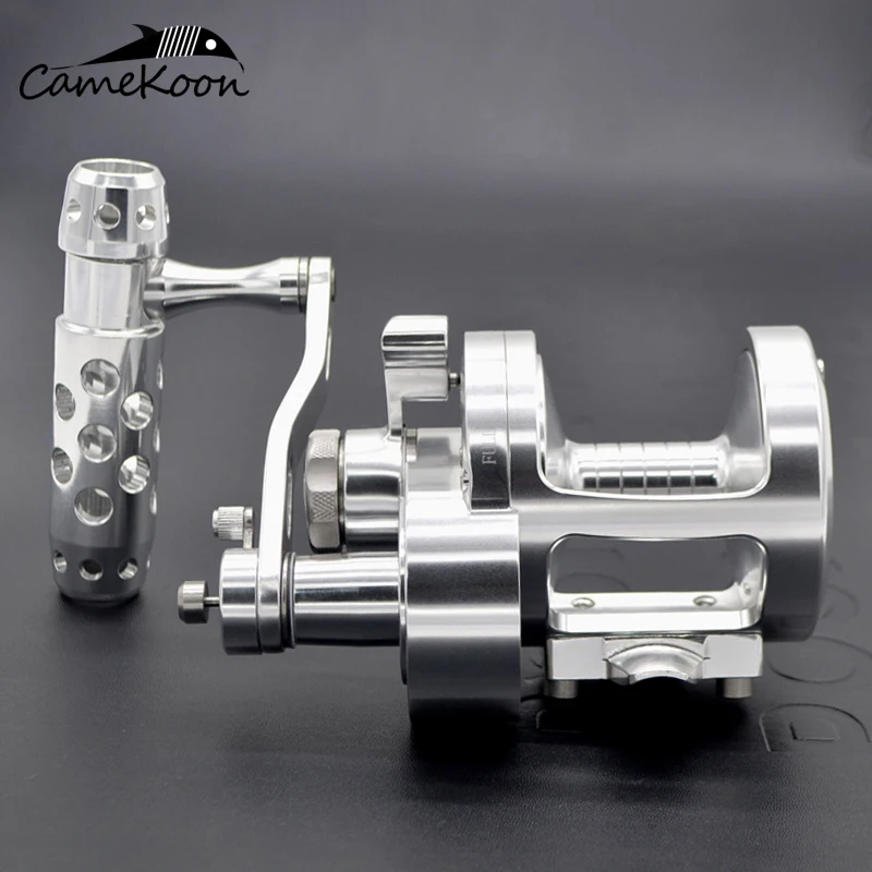 

CAMEKOON 2-Speed Jigging Fishing Reel 25KG Drag Power Trolling Reel 4.5:1/2.1:1 Gear Ratio 8 Bearing Conventional Saitwater Coil