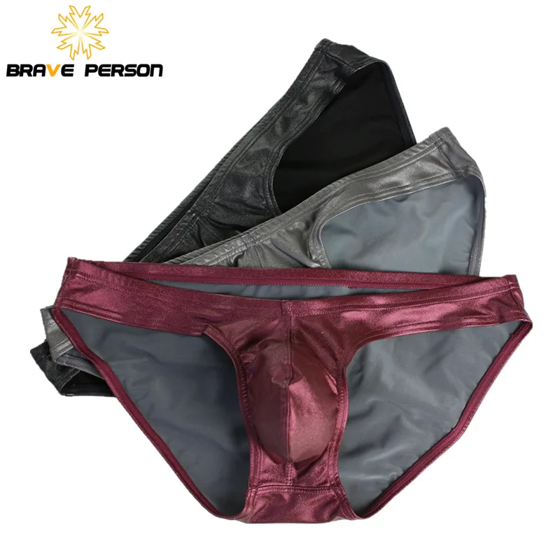 3pcs/lot BRAVE PERSON Sexy Men Briefs U convex Penis Pouch Underwear Panties Men Bright Fabric Briefs for Man Bikini Hot Sale