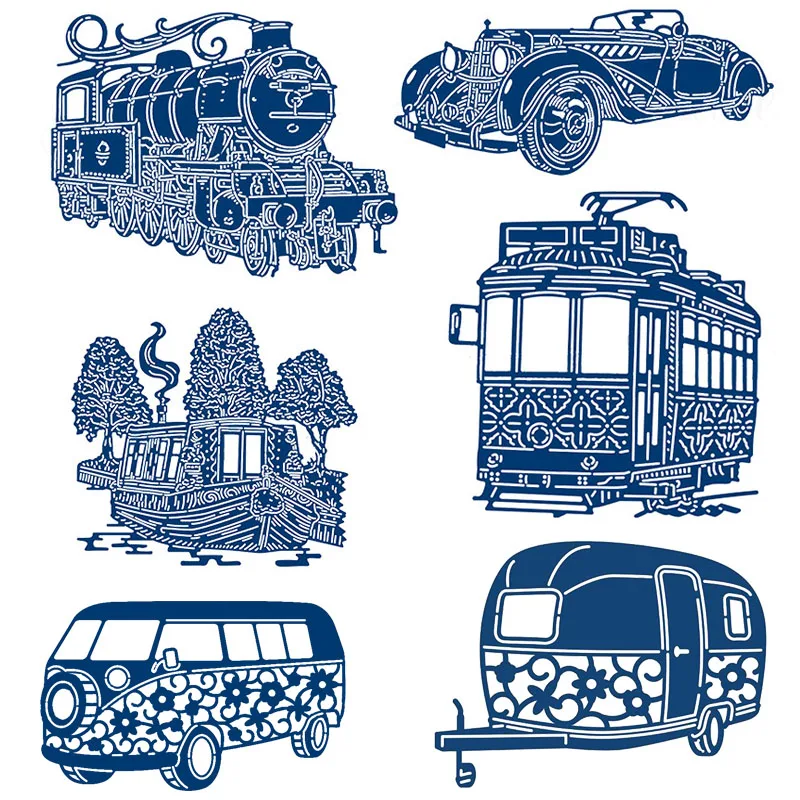 Steam Train Metal Cutting Dies Bus Tram Vintage Car Roadster Stencils For DIY Scrapbooking Decor Embossing Handcraft 2019 Die