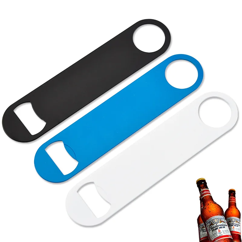 100Pcs/Lot White Black Blue Durable Flat Beer Can Opener Bar Blade Kitchen Tool Stainless steel Beer Bottle Opener Speed Openers