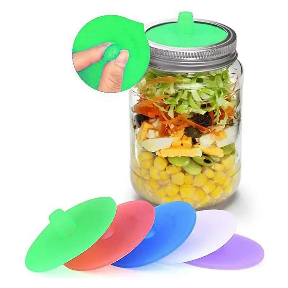 5Pcs Mason Jar Lids Silicone Lids with Sealed Ring Waterless Airlock Fermentation Lids for Sauerkraut Kimchi Pickles KitchenTool image 2