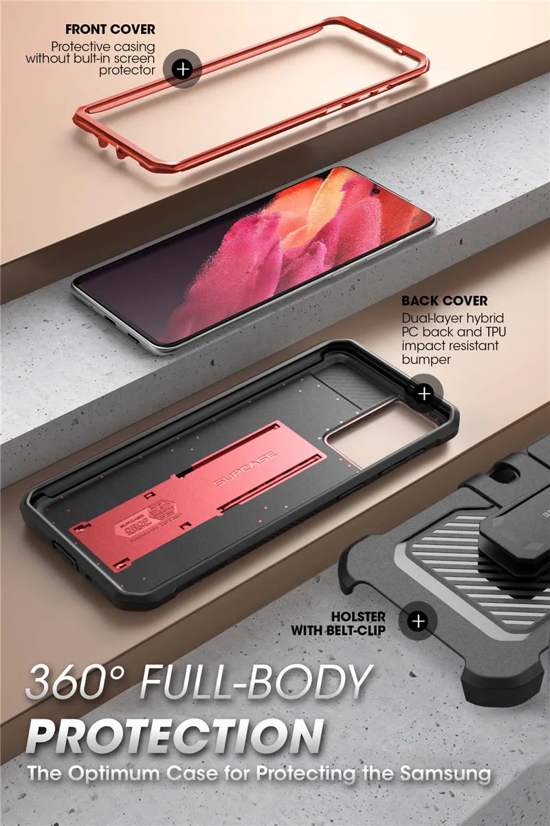 SUPCASE For Samsung Galaxy S21 Ultra Case (2021 Release) 6.8" UB Pro Full-Body Holster Cover WITHOUT Built-in Screen Protector