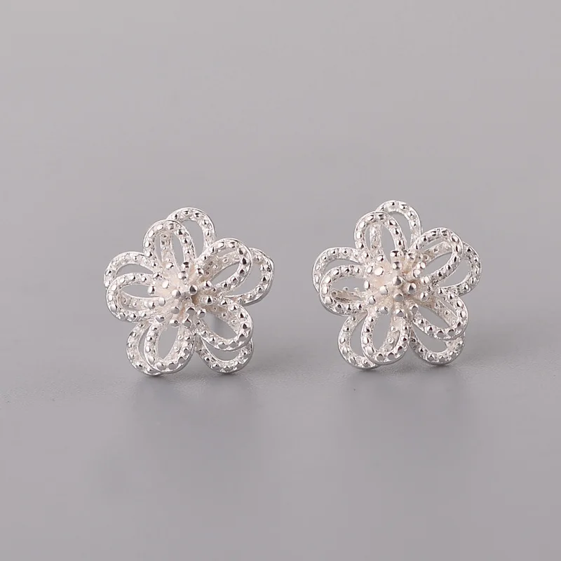 Women's 925 Sterling Silver Flower Stud Earrings, Elegant Gift