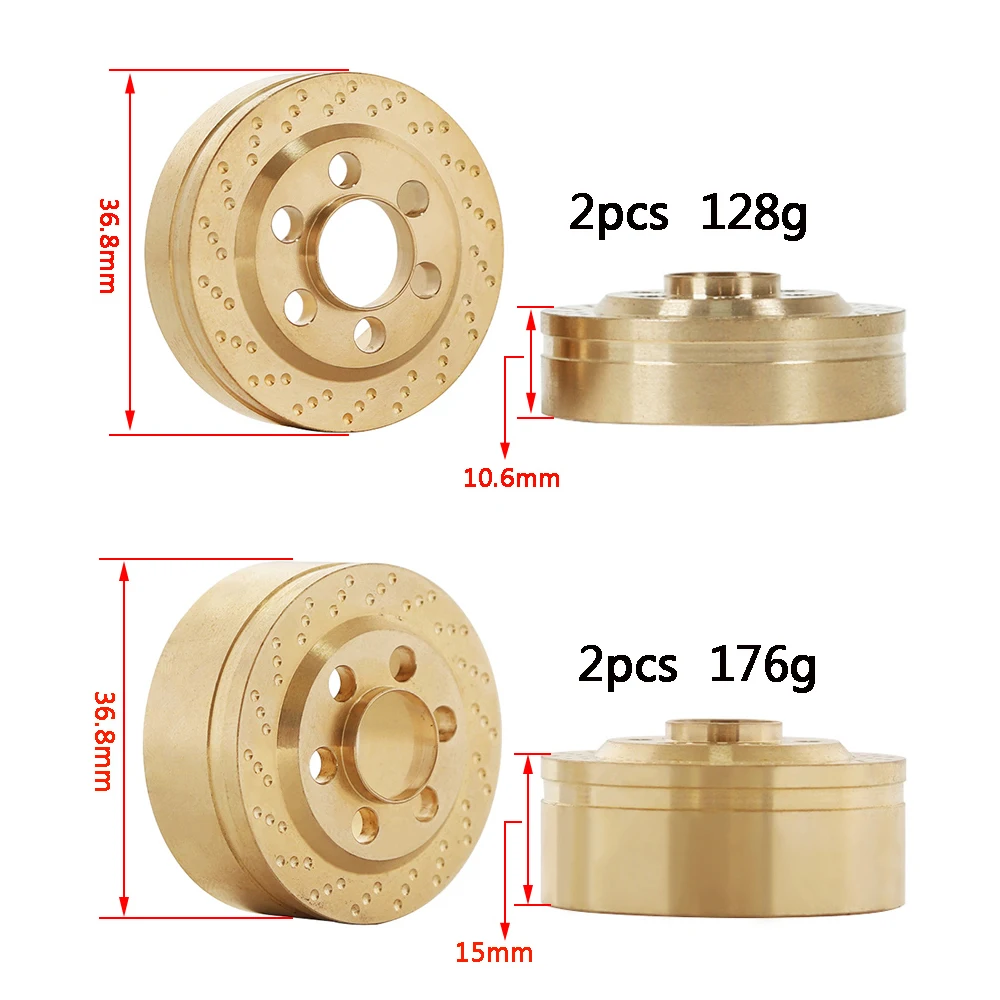 2Pcs Brass Internal Counterweight Brake Disc Balance Weights for 1.9 2.2 inch Wheel Rims TRX6 TRX-4 Axial SCX10 90046 TF2 D90