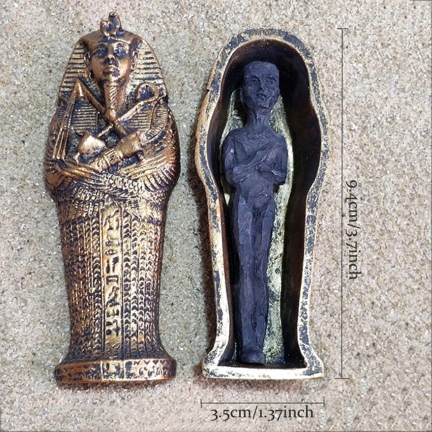 Ancient Egyptian King Pharaoh Coffin Mummy Miniature Model Pyramid Magic Tool Resin Ornaments Home Decoration Crafts