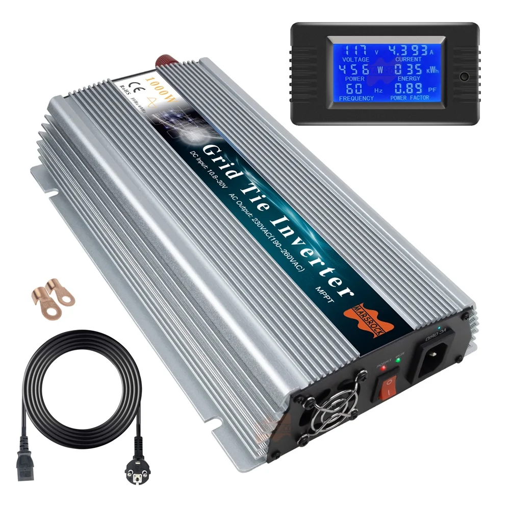 Mars Rock 1000W Micro inverter Solar Power Grid Tie MPPT 10.5-50V DC to AC 90-140V or 190-260V Energy Meter