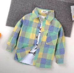 New Baby Boys Shirt for Kids Fashion Girls Boy Cotton Plaid Shirts Long Sleeve England School Children Clothes Spring Summer Top