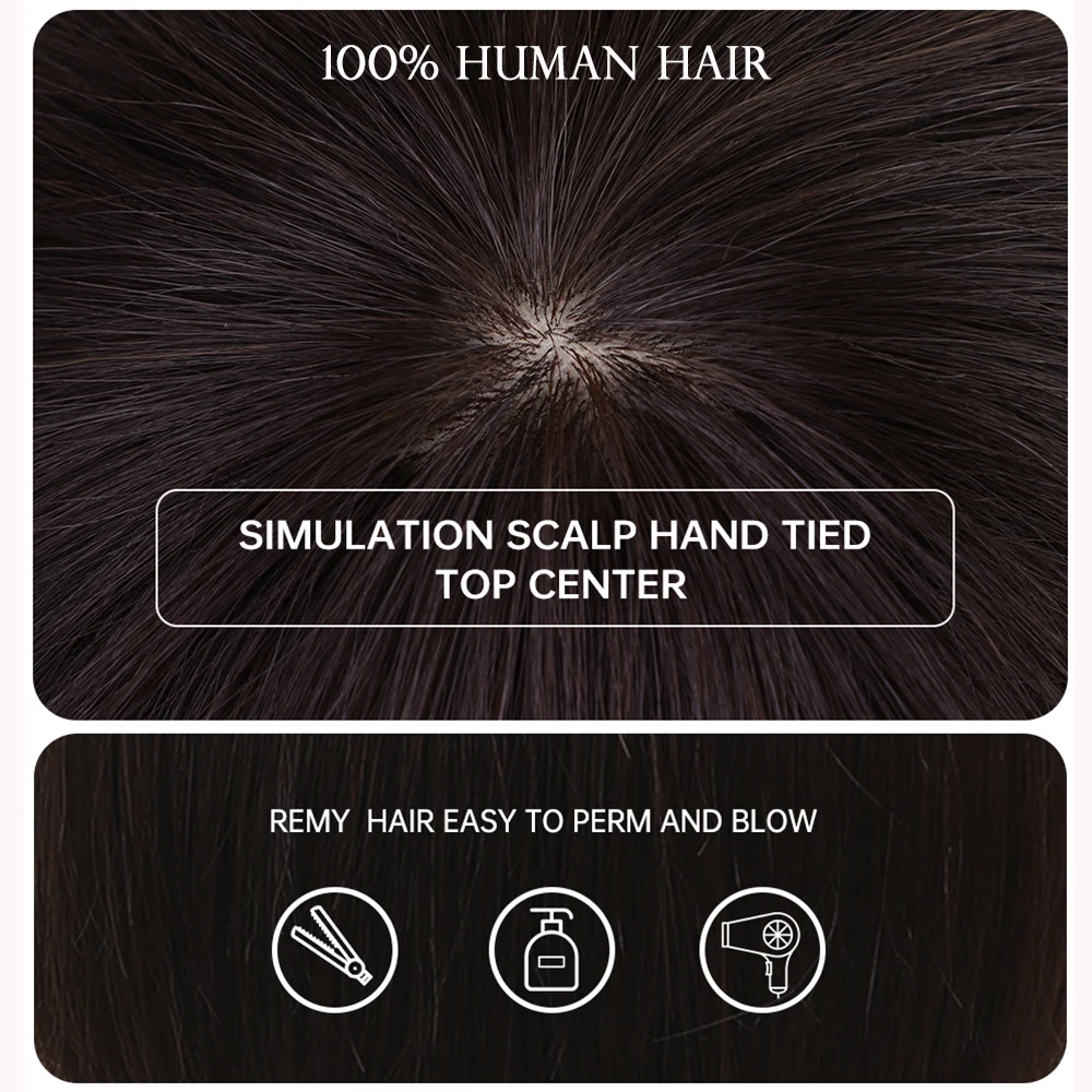 Perucas de cabelo humano natural para as mulheres curto bob peruca com estrondo marrom escuro em camadas reta remy perucas de cabelo resistente ao calor