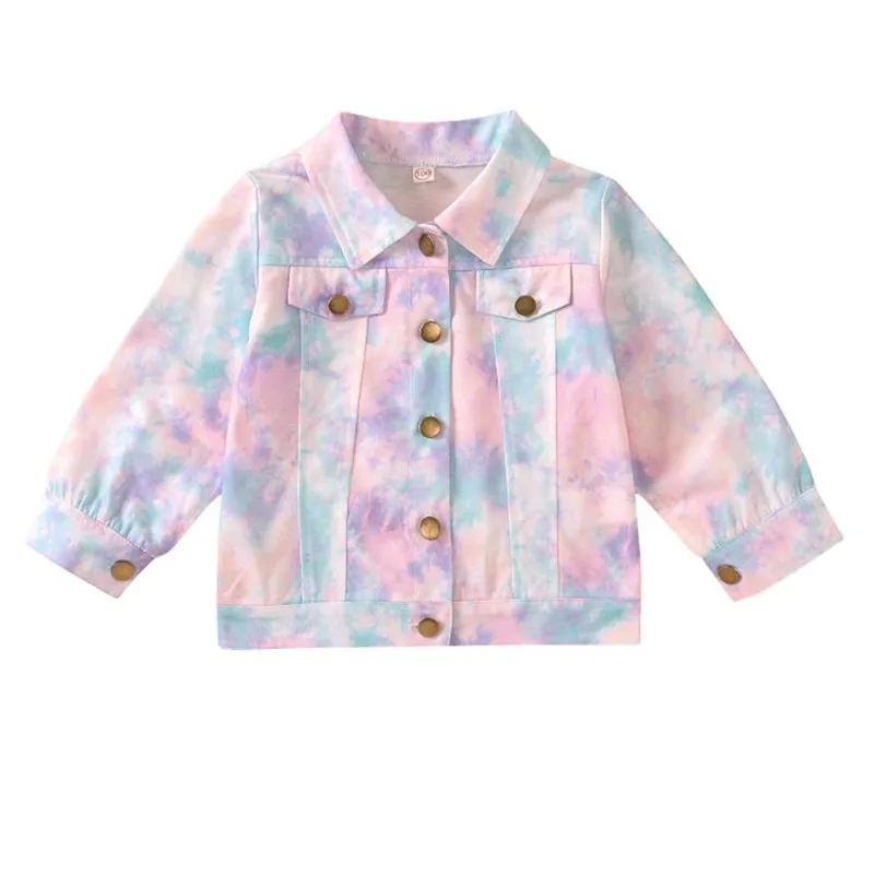 DFXD 2020 Spring Autumn Children Clothes Girls Long Sleeve Print Single Breasted Jacket Coat Korean Fashion Kids Outwear 2-7Yrs