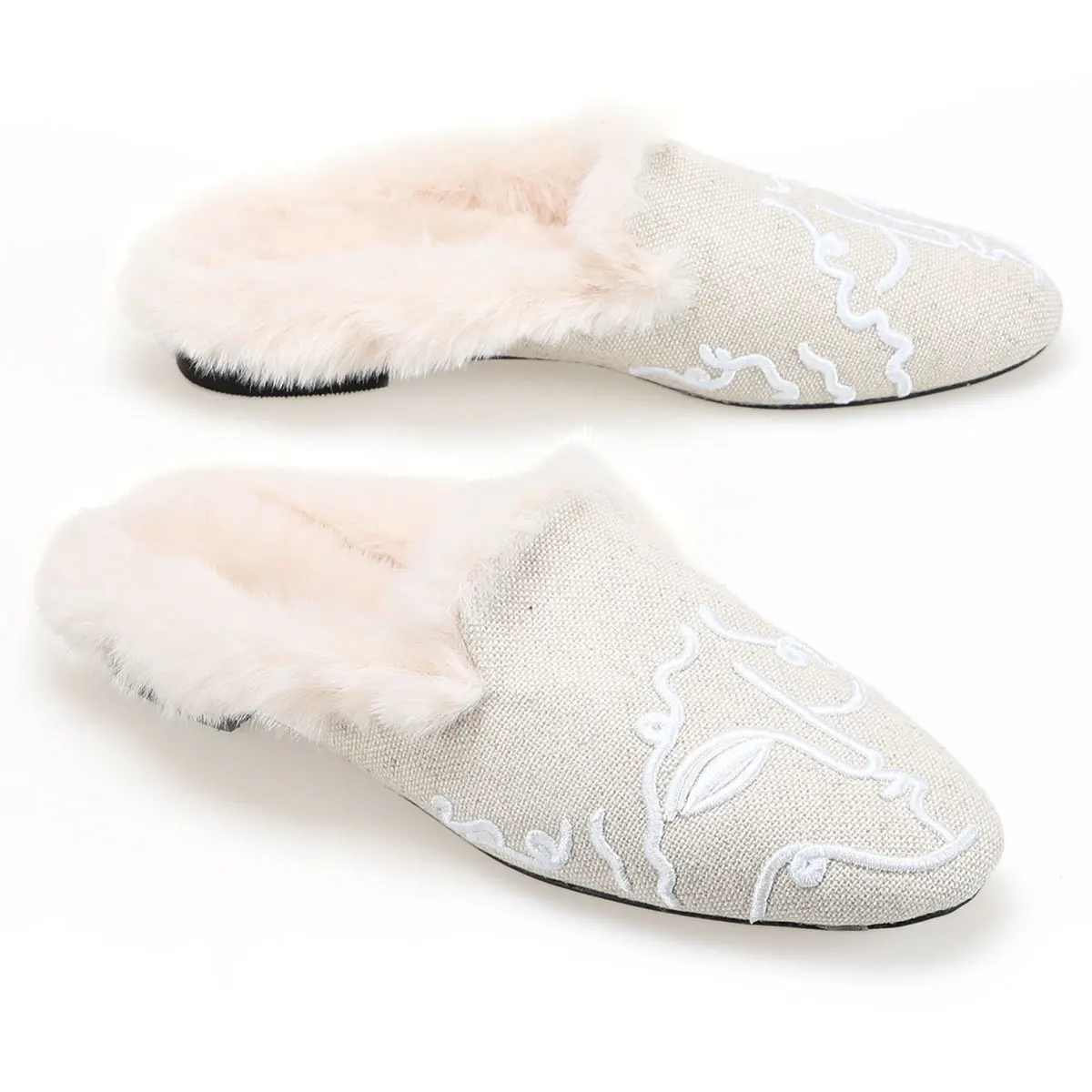 Promotion Arrival Slippers Shoes Flat Home Soft Slip On Female House Faux Bedroom Furry Ladiesindoor Winter Hemp Rubber Plush