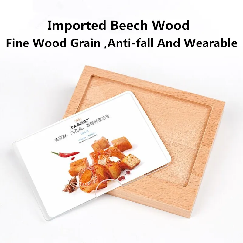 Slant Madeira Acrílico Sign Holder, Display Stand, Menu Holder, Poster Frame Block, Small Price Label, Paper Card Tags, 90x 54mm