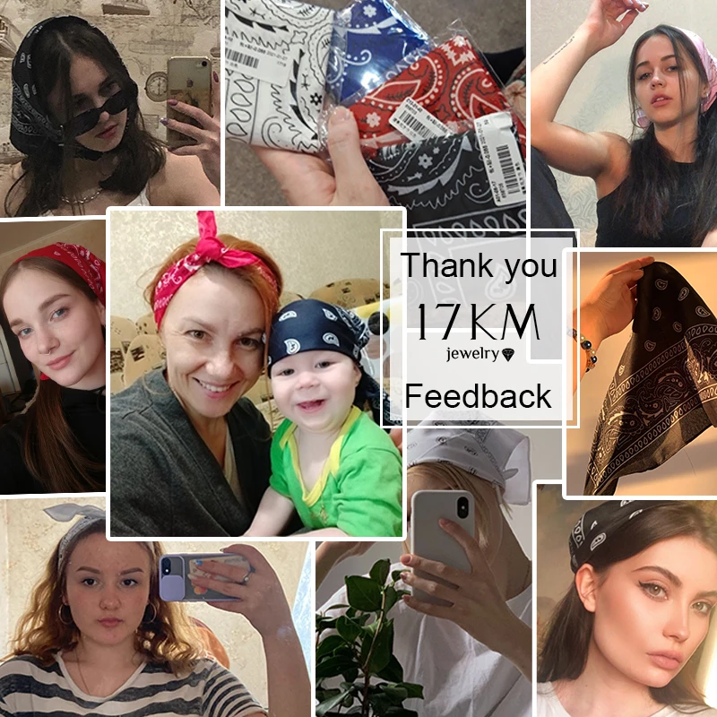 17KM Mode Frauen Bandana Schal Mädchen Kinder Punk Quadrat Bandanas Headwear Böhmischen Kopf Schal Stirnbänder Haar Zubehör