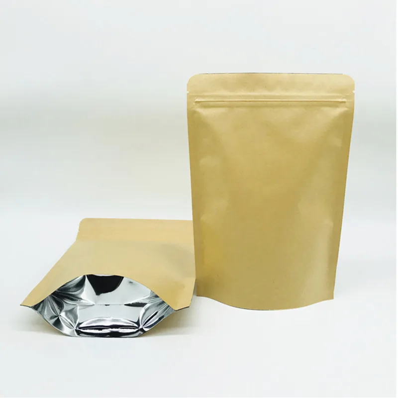 10Pcs/lotKraft Paper Bags Dried Food Fruit Tea packaging Pouches Coffee Seeds SweetsHigh Quality Sealing Zipper Stand up Gift B