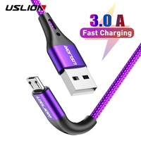 USLION 2m Micro USB Cable 3A Fast Charging Data Cable for Xiaomi Redmi 4X Samsung J7 Android Mobile Phone Microusb Charger