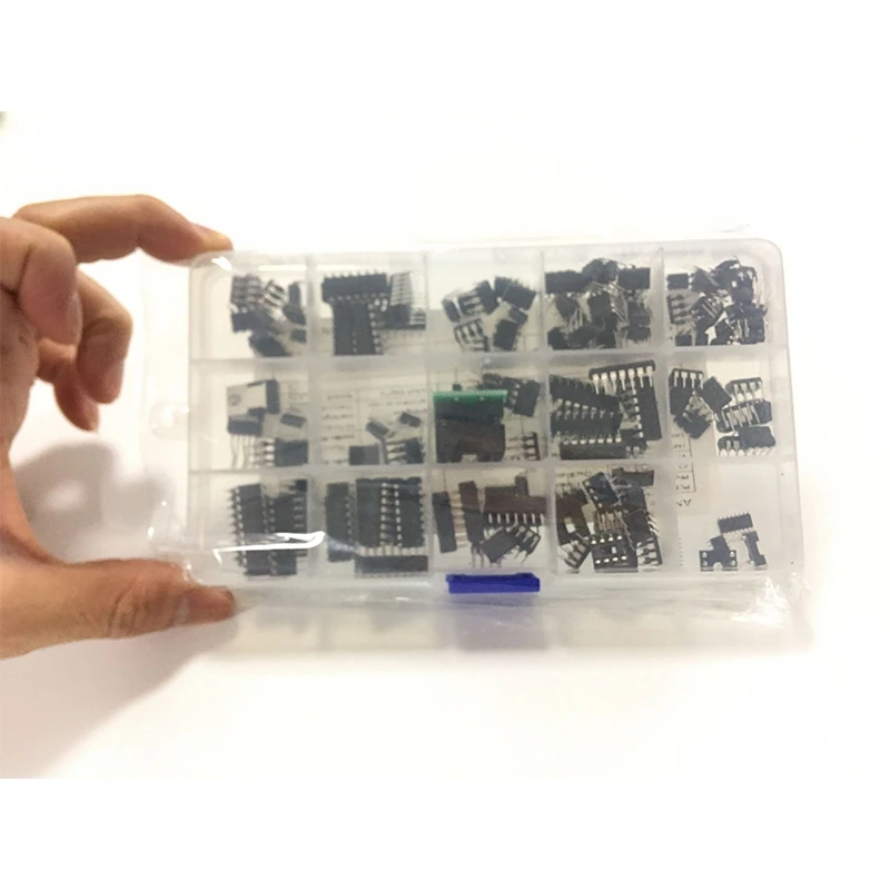 HFES IC Chip Assortment 150Pcs,Opamp,Oscillator,Pwm,PC817,NE555,LM358,LM324, JRC4558,LM393,LM339,NE5532 Incl. Sockets