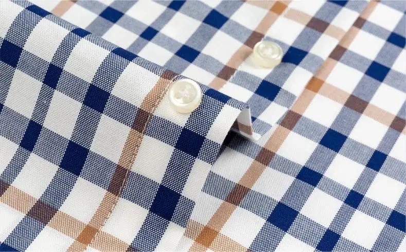 8XL 100% Cotton Oxford Striped Plaid Longsleeve Shirt for Men Dress Shirts High Quality Pure Color Business Button Up Shirt