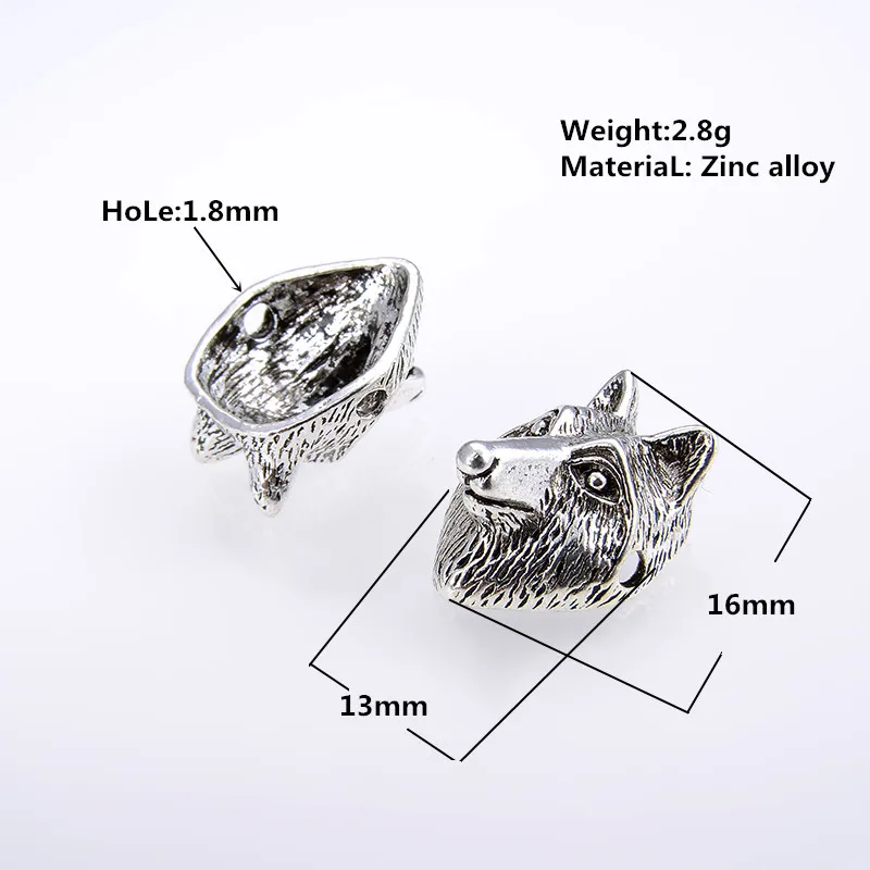 10pcs wholesale retro wolf head alloy spacer beads charm suitable bracelet making DIY jewelry accessories
