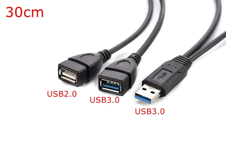 USB male to USB3.0 Female+USB2.0 Female Data Hub Power Adapter Y Splitter USB Charging Power Cable Cord Extension Cable