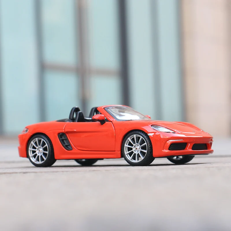 Bbugo 1:24 스케일 포르쉐 718 Boxster 합금 레이싱 카 합금 럭셔리 자동차 다이 캐스트 자동차 모델 장난감 컬렉션 선물