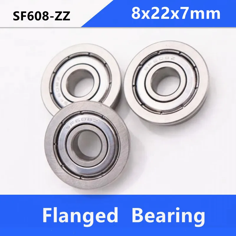 

10/50pcs ABEC-5 SF608ZZ SF608 ZZ Z 8x22x7 mm double shielded flanged flange deep groove ball bearings 8*22*7 F608ZZ F608