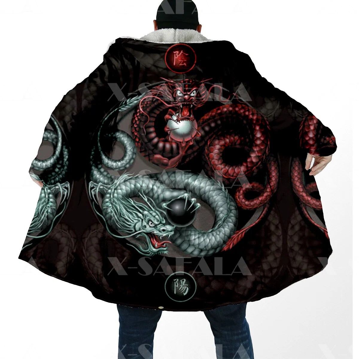 

Thick Warm Hooded Cloak for Men Yin And Yang Dragon Wolf Overcoat Coat 3D Print Windproof Fleece Cape Robe Hooded Blanket-3