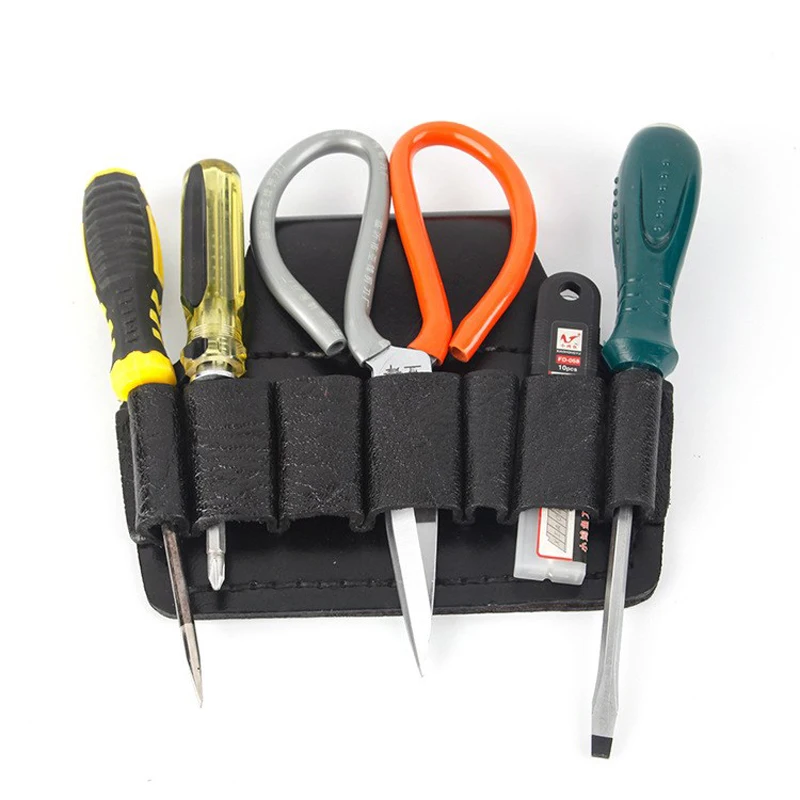 Black color Portable Cowhide Tool Bags Multifunction ToolKit Rolled Chisel Plier Woodworking Electrician Tool Organizer Holder