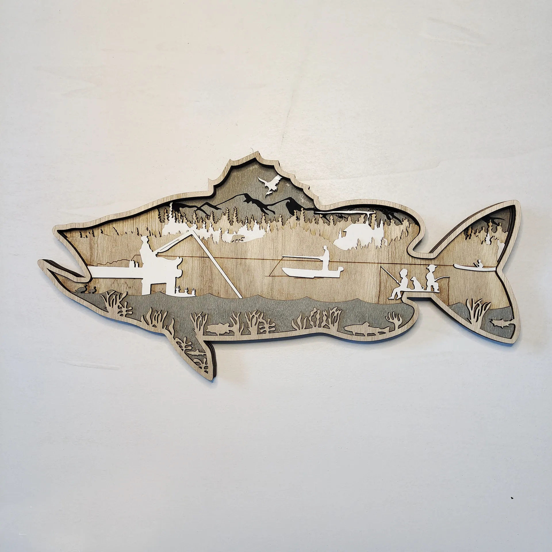 

Salmon Bass Wooden Animal Crafts Fish Christmas Decoration 2022 Navidad Home Decor Accessories Ornaments Christmas Gifts