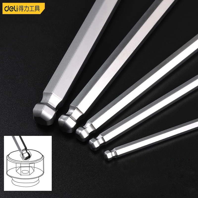 L-Shape Chromium Vanadium Steel Ball End Hex Allen Key Wrench Spanner Set Home Repair Tools Internal Hexagonal Wrench Inch