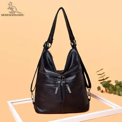 Women Casual Shoulder Bags Designer High Quality Handbag Soft Leather Women Multi Pocket Shopper bag Large Capacity Travel bags