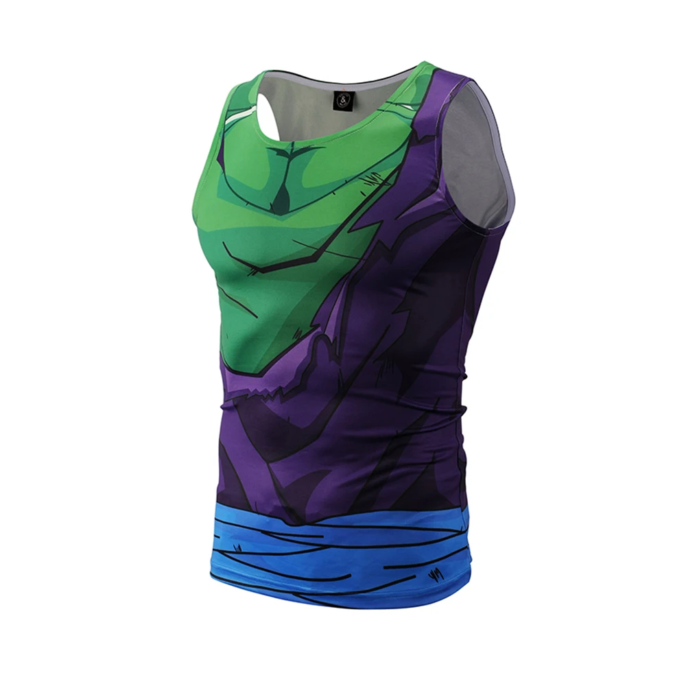 Free shipping PICCOLO BURTER costume Vest Fitness Quick Dry Pant Tight 3D shirt Cosplay Costume Hot Anime Cosplay for Halloween