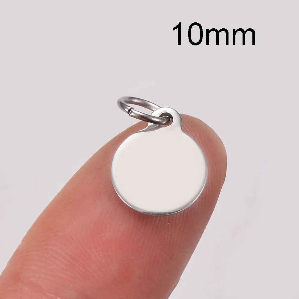 40 stücke 6/8/10/12/20/25mm rundes Etikett benutzer definierte Gravur Edelstahl kleine Logos Charms Schmuck für DIY handgemachte Schmuck herstellung – Detail 5