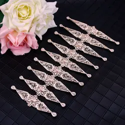 Sunspicems Pink Rose Gold Color Caucasian Breastplate Bibs Chest Chain for Women Wedding Dress Palace Clothing Accessories