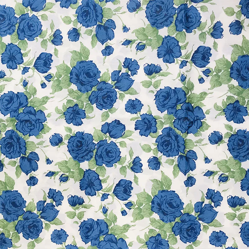 Blue Rose Floral 80S Tissun liberty Cotton Fabric For Kids Baby Sewing Cloth Dresses Skirt DIY Handmade Designer Patchwork Meter