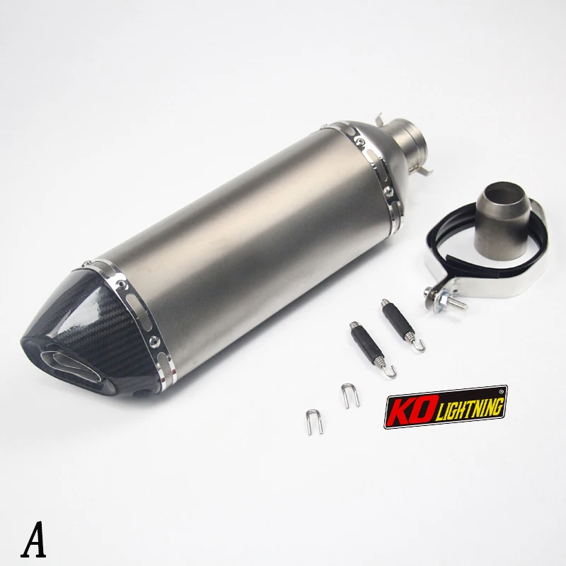 51mm Universal Motorcycle Exhaust Tail Pipe With Muffler Stainless Steel Carbon Fiber 460mm Modified For ATV Street Bike