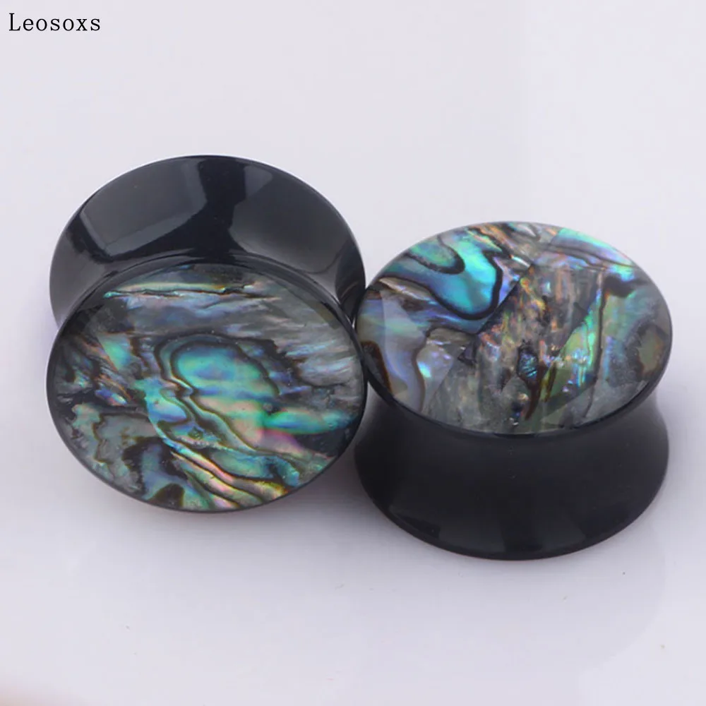 Leosoxs 2pcs Explosive 3A Abalone Shell Ear Expander Acrylic Ear Expander Piercing Jewelry