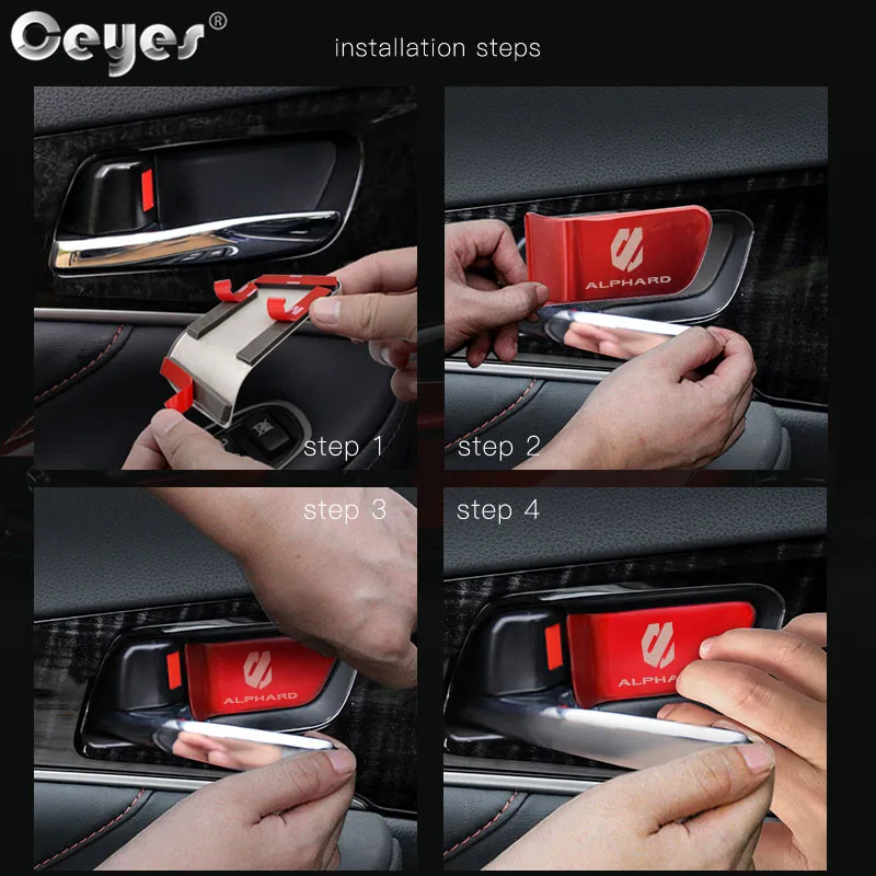 Ceyes Auto Interior Door Handle Wrist Bowl Trim Sticker Car Styling Accessories Case For Toyota Alphard Stainless Steel 2pcs/lot