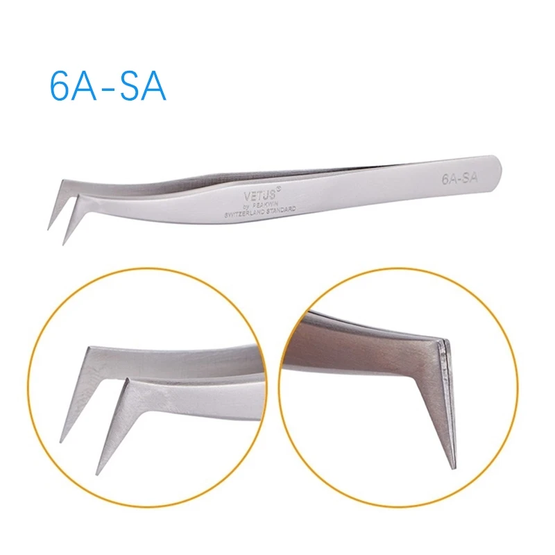 100 % Vetus Original nicht magnetische Pinzette, gepfropfte Wimpernpinzette, superfeine, hochpräzise, antistatische ESD-Zangen – Detail 6