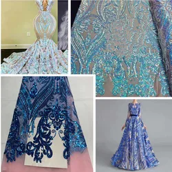 High quality Symphony sequin Dress/Wedding design fabric 2020 new sequin embroidery French mesh lace African sequin Nigeria lace